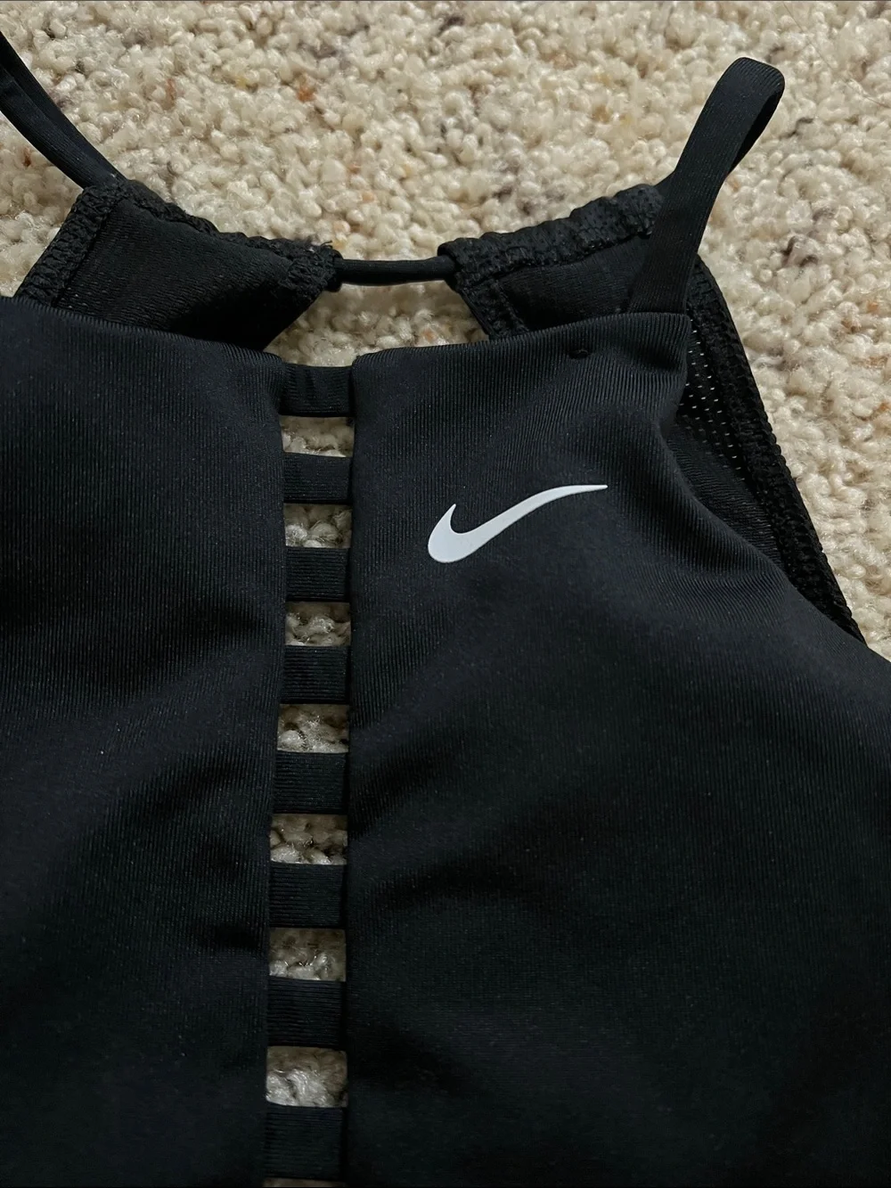 Nike Black High-Neck Ladder-Front Sports Bra